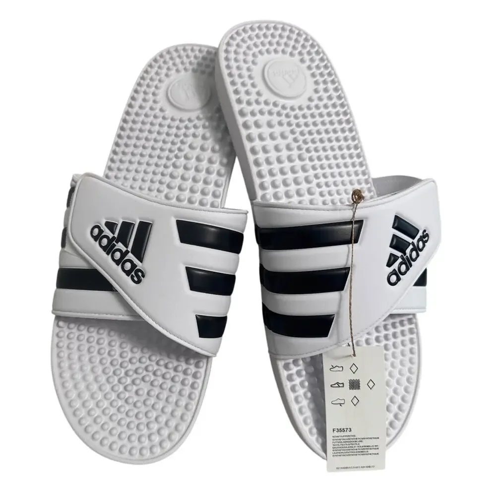 NWB Adidas Adissage Mens White and Black‎ Slide Sandal Size 16